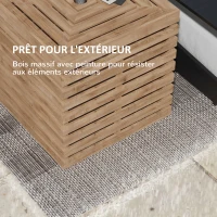 Outsunny Coffre de rangement extérieure 2 en 1 pour base de parasol, table d'appoint de terrasse avec trou pour parasol en bois(m-7)