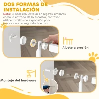PawHut Barrera para Perros Extra Alta con Ancho Ajustable 77-104 cm Puerta para Perros con Extensiones y Puerta de Paso Blanco(m-6)