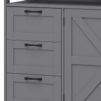 HOMCOM Sideboard Cabinet with Power Outlet, Farmhouse Kitchen Cabinet with 3 Drawers and Open Shelf, Grey(m-11)