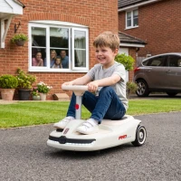 AIYAPLAY 12V Electric Wiggle Car with Pedal, Kids Electric Car with 2 Speeds, Soft Start, Music, Lights for 3-5 Years, White(m-14)