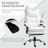 Vinsetto Kantoorstoel in hoogte verstelbare schrijftafelstoel draaistoel 90°-155° rugleuning PU(m-4)