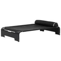 PawHut Cama Elevada para Mascotas Perros Gatos Tela Transpirable con Almohada Extraíble Exterior Interior Jardín Terraza 122x72x30 cm Negro(m-1)