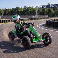 AIYAPLAY 12V Electric Go Kart for Kids with Dual Motors, Adjustable Seat, Soft Start, LED Lights, EVA Wheels, for Age 3-6, Green(m-14)