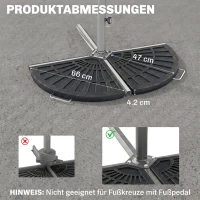 Outsunny 2-tlg. Set Gewichte für Sonnenschirmständer Platten-Schirmständer Sonnenschirmbasis halbrund mit Handgriff Kunstharz + Metall Bronze 66 x 47 x 4,2 cm 30 kg(m-3)
