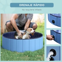 PawHut Piscina Plegable para Perros Gatos Ø100x30 cm Bañera Portátil para Mascotas PVC Antideslizante Múltiples Usos Color Azul(m-6)