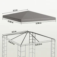 Outsunny 3 x 3(m) Gazebo Frame Replacement - Grey(m-3)