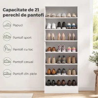 HOMCOM Pantofar cu Rafturi Reglabile, pentru 21 de Perechi, Alb(m-4)