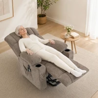 HOMCOM Fernsehsessel mit Aufstehhilfe, Elektrischer Relaxsessel mit Massage & Wärme, Liegefunktion, USB-Anschlüssen, Braun(m-9)