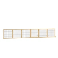 PawHut Barrera de Seguridad para Perros Plegable de Madera para Escaleras y Puertas con Soporte de Pie 432x36x70 cm Natural(m-11)
