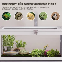 PawHut schildpaddenhuis van hout schildpaddenverblijf met hoofdverblijf, kijkvenster, deksel, 104cm x 53cm x 82cm, Wit+Grijs(m-8)