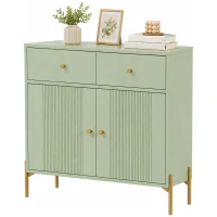 HOMCOM Modern Sideboard, Sideboard Storage Cabinet with 2 Drawers and Adjustable Shelf for Living Room, Light Green(m-15)