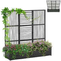 Outsunny Blumenkasten mit Spalier, wetterfest, Polyrattan, 103 x 29 x 103 cm, Schwarz(m-12)