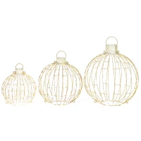 Outsunny Ensemble de 3 boules de Noël éclairées pour extérieur, 360 LED blanc chaud/blanc froid, éclairage fixe & clignotant, minuterie 24 heures(m-8)