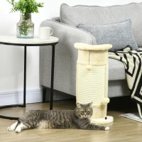 PawHut Krabpaal met speelgoed, inclusief 2 ballen. Zacht pluche, 34 cm x 25,5 cm x 58 cm, Crèmewit(m-8)