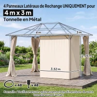 Outsunny 4 parois latérales pour pavillon de jardin tonnelle rigide 300 x 400 cm protéger de la pluie vent soleil beige(m-3)