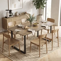 HOMCOM Uitschuifbare eettafel 140-180 cm voor 6-8 personen, rechthoekig in industriële stijl met stalen frame, bruin(m-8)