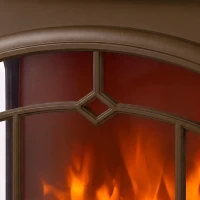 HOMCOM Electric Fireplace Stove, 1000/2000W 3-Sided Freestanding Fireplace Heater with 3D Flame Log, Thermostat, Brown(m-12)