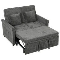 HOMCOM 2 Seater Sofa Bed 3-in-1 Convertible Chenille Pull Out Sleeper Sofa with 5-Position Adjustable Backrest, Grey(m-15)