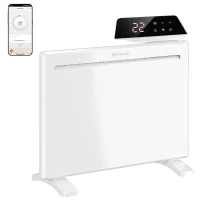 HOMCOM Smart Panel Heater Wall Mounted/Freestanding, Electric Heater with Weekly Timer, Open Window & Anti-Frost, 1000W, White(m-15)