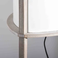 HOMCOM Lámpara de Pie de Madera con 3 Estantes Pantalla PVC Interruptor de Pie Estilo Moderno para Dormitorio Sala de Estar Salón Estudio 32x32x150 cm Roble Gris y Blanco(m-8)