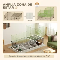 PawHut Valla Metálica para Mascotas de 39 Paneles Jaula para Cobayas Erizo DIY 2 Niveles 140x70x105 cm Negro(m-6)
