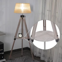 HOMCOM Lámpara de Pie con Trípode Regulable en Altura para Oficina y Hogar Estante Pequeño para Almacenaje Base Estable 63x63x110-150 cm Beige(m-4)