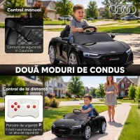 AIYAPLAY Mașinuță Electrică pentru Copii 12V Audi R8 Spyder, 3+ Ani, 3-5 km/h, cu 2 Motoare și Telecomandă, Negru(m-5)