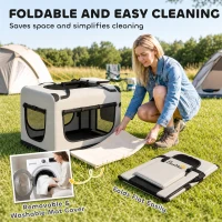 PawHut Pet Carrier Bag, Soft-Sided Dog Carrier with Security Buckle Strap, Washable Cushion and Folded Bowl, Light Grey(m-6)