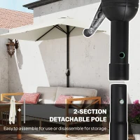 Outsunny Balcony Half Parasol Semi Round Umbrella Patio Crank Handle (2.3 m, Beige)- NO BASE INCLUDED(m-7)
