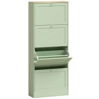 HOMCOM Mueble zapatero 24 pares, armario zapatero con 4 cajones abatibles, estantes ajustables, 60x23,5x153cm, verde(m-1)