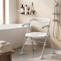 HOMCOM Sedia Doccia Pieghevole con Braccioli Ribaltabili, Sgabello Regolabile in Altezza, Senza Attrezzi, 136 kg(m-8)