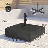 Outsunny Base per Ombrellone Riempibile con Sabbia 80 kg/Sabbia Bagnata 90 kg, per Pali di Ombrelloni da Ø48 mm, Nero(m-3)