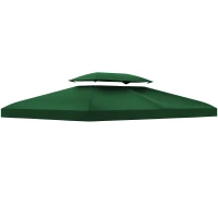 Outsunny Copertura per Gazebo 4x3 m a 2 Livelli in Poliestere con Cinghie e 10 Fori di Drenaggio, Verde(m-1)