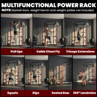 SPORTNOW Power Cage, Power Rack with Adjustable Cable Pulley System, Pull-Up Bar, Dip Station, Landmine(m-4)