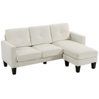 HOMCOM Sofá Chaise Longue Reversible con Estructura de Acero Tapizado en Chenilla 186x130x84cm Crema(m-1)