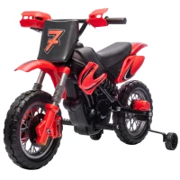 AIYAPLAY Moto Électrique Enfants 12 V, Vitesse Max 3 Km/h, Batterie au Lithium, Double Moteur, Suspension Arrière, Rouge(m-19)