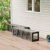 PawHut Katzentunnel Katzenspielzeug aus Holz mit 3 Türen, erweiterbar Spieltunnel für Katzen bis 10 kg, 151,5 x 38,5 cm Grau(m-10)