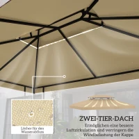 Outsunny Ersatzdach für Pavillon 3 x 4 m wasserabweisend Pavillondach mit Doppeldach Beige(m-4)
