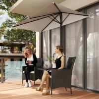 Outsunny Demi-parasol Ø 230 cm Parasol de balcon terrasse avec manivelle Protection solaire UV Polyester, crème(m-9)