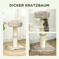 PawHut Kattenboom, 87 cm, Kattentoren met Dikke Krabpaal, Pluchebed, Binnen, Draagt tot 6 kg, Bruin(m-4)
