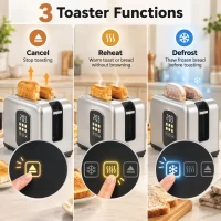 HOMCOM Kettle and Toaster Set with LED Touch Screen, Kettle with Strix Thermostat, 2 Slice Toaster w/ 6 Browning Levels, Silver(m-7)