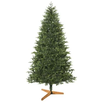 HOMCOM Albero di Natale Artificiale 180cm Folto Realistico, 732 Rami in PE Ignifughi, Base Pieghevole in Legno, Verde(m-11)