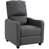 HOMCOM Manuell verstellbarer Relaxsessel 155° mit Fußstütze, PU-Leder, für Wohnzimmer und Schlafzimmer, Dunkelgrau(m-8)