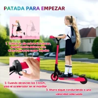 SPORTNOW Patinete Eléctrico Plegable de +6 Años Motor 120 W Autonomía 6 KM MAX 10 KM/H Ruedas de 5" - 5,5" Altura Ajustable Rojo(m-4)