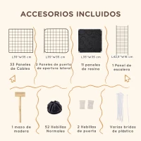 PawHut Recinto Modular para Roedores con Amplio Espacio Fácil Montaje y Estructura Resistente de Acero y Resina PP 175x105x70cm(m-7)