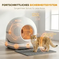 PawHut Selbstreinigende Katzentoilette, XL 72L Katzenklo Selbstreinigend mit HD-Kamera, App-Steuerung Müllbeutel, für 1-12 kg(m-6)