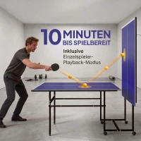 SPORTNOW Tafeltennistafel, inklapbaar, mobiel, 2 rackets, 3 ballen, metalen frame, 274x152,5x76 cm, blauw(m-4)