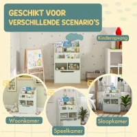 HOMCOM Kinderrek met Lade, Boekenrek met Vakken, 60 x 29,9 x 90 cm, Groen(m-7)