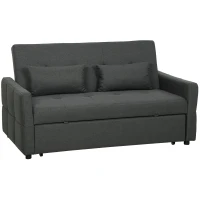 HOMCOM Canapé Convertible 2 Places 3 en 1, Canapé-Lit Clic Clac 160 cm, Dossier Réglable, Assise Large, 2 Oreillers, Gris Foncé(m-1)