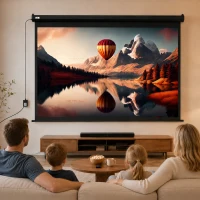 HOMCOM Ecran pentru Proiector 100" Format 4:3 Reglabil cu Telecomandă, 203x152cm, Negru(m-9)
